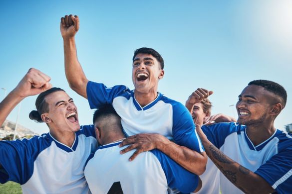 a sports team celebrating a win